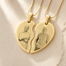 Double Picture Engraved Heart Gold Plated Pendant