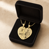Double Picture Engraved Heart Gold Plated Pendant