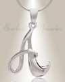 Silver "A" Initial Cremation Jewelry