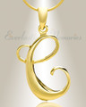 Gold "C" Initial Cremation Jewelry