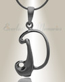 Black "D" Initial Cremation Jewelry