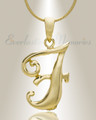 Gold "F" Initial Cremation Jewelry
