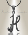 Black "H" Initial Cremation Jewelry