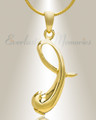 Gold "I" Initial Cremation Jewelry