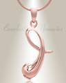 Rose Gold "I" Initial Cremation Jewelry