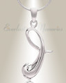 Silver "I" Initial Cremation Jewelry