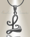 Black "L" Initial Cremation Jewelry