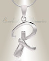 Silver "R" Initial Cremation Jewelry