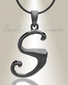 Black "S" Initial Cremation Jewelry