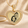 Gem Heart Photo Engraved Gold Plated over Stainless Keepsake