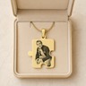 Large Puzzle Piece Photo Engraved Gold Plated Keepsake