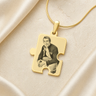 Large Puzzle Piece Photo Engraved Gold Plated Keepsake