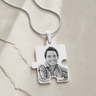 Large Puzzle Piece Photo Engraved Silver Keepsake