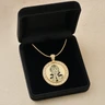 Gem Circle Photo Engraved Gold Plated over Stainless Keepsake