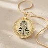 Gem Circle Photo Engraved Gold Plated over Stainless Keepsake