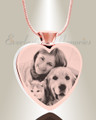 Heart Rose Gold Plated Picture Engraved Ash Pet Pendant
