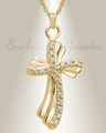14K Gold Plated Rocky Cross Urn Necklace