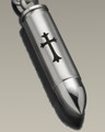 357 Magnum Bullet with Cross Urn Keychain Cremation Urn Keepsake