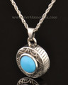 14K White Gold Turquoise Ashes Pendant