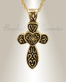 14K Gold Cathedral Cross Cremation Keepsake