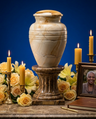 Teakwood Grain Marble Cremation Urn