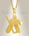 Gold Plated Hockey Player Cremation Locket