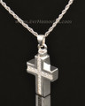 14k White Gold Brilliant Cross Keepsake Locket