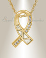 Gold Plated Mother of Pearl Ribbon Cremation Charm