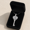 Stainless Steel Jeweled Heart Key Photo Pendant