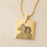 Gold Plated over Stainless Steel Squared Photo Engraved Pendant