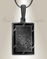 Black Plated Framed Rectangle Fingerprint Necklace