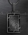 Black Plated Framed Rectangle Fingerprint Necklace
