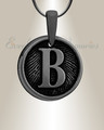 Black Plated Monogram Round Fingerprint Necklace