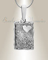 Solid 14k White Gold Loved Rectangle Fingerprint Necklace