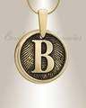 Solid 14k Gold Monogram Round Fingerprint Necklace