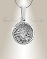Solid 14k White Gold Round Fingerprint Necklace