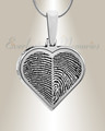 Solid 14k White Gold Two Fingerprint Heart Fingerprint Necklace