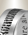 Men's Slender Line Solid 14k White Gold Fingerprint Ring