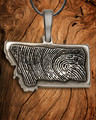 Antique Sterling Silver My State Fingerprint Necklace
