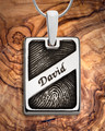 Solid 14k White Gold Memorial Rectangle Fingerprint Necklace