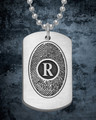 Brushed Thick Stainless Dog Tag with Initial Fingerprint Necklace