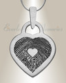 Stainless Small Brushed Heart Fingerprint Necklace