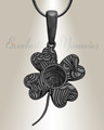 Black Plated Sterling Lucky Clover Fingerprint Necklace