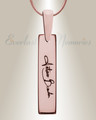 Rose Gold Plated Sterling Fingerprint Tiny Bar Necklace with Signature on Back