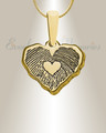 Solid 14K Gold Petite Cut Sterling Heart Fingerprint Necklace with Signature on Back