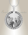 Stainless Steel Textured Round Photo Pendant