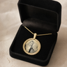 Gold Plated over Stainless Steel Textured Round Photo Pendant