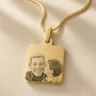 Gold Plated over Stainless Steel Square Block Photo Pendant