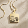 Gold Plated over Stainless Steel Square Block Photo Pendant