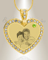 Birthstone Gem Heart August Photo Engraved Gold Plated over Stainless Keepsake